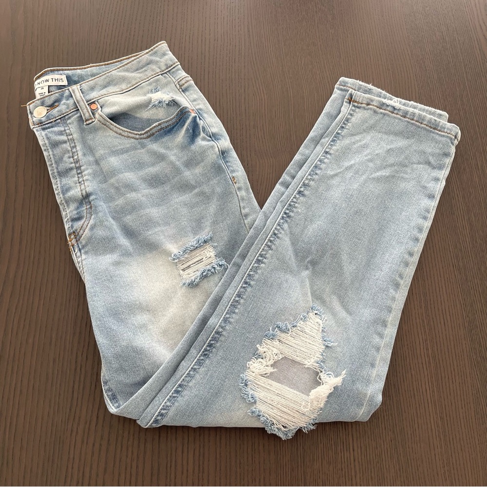 And Now This Distressed Light Wash Skinny Jeans
